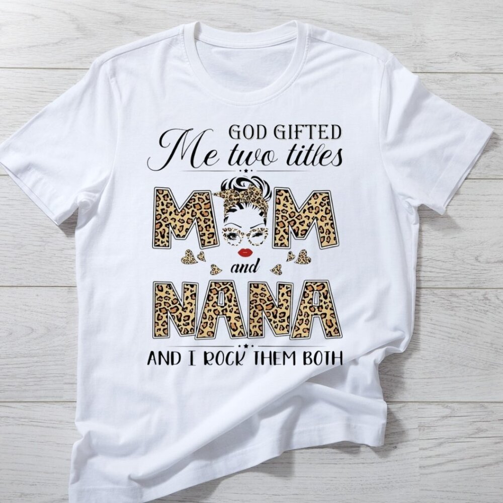 Mom And Nana And I Rock Them Both Shirt, Nana Leopard Graphics Shirt